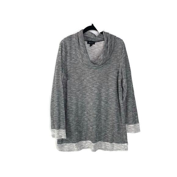 AB Studio Womens Gray & White Cowl Neck Knit Sweater Top Size XL - Picture 1 of 3